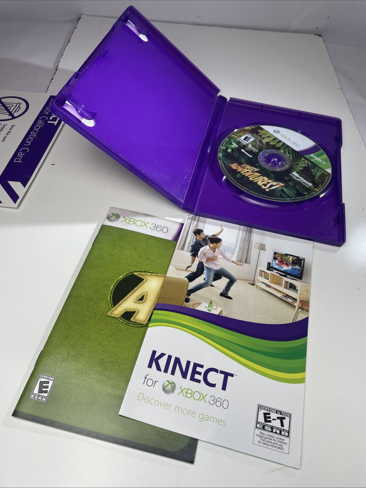 Kinect Adventures Microsoft Xbox 360 COMPLETE W/ MANUAL Sensor Calibration Card