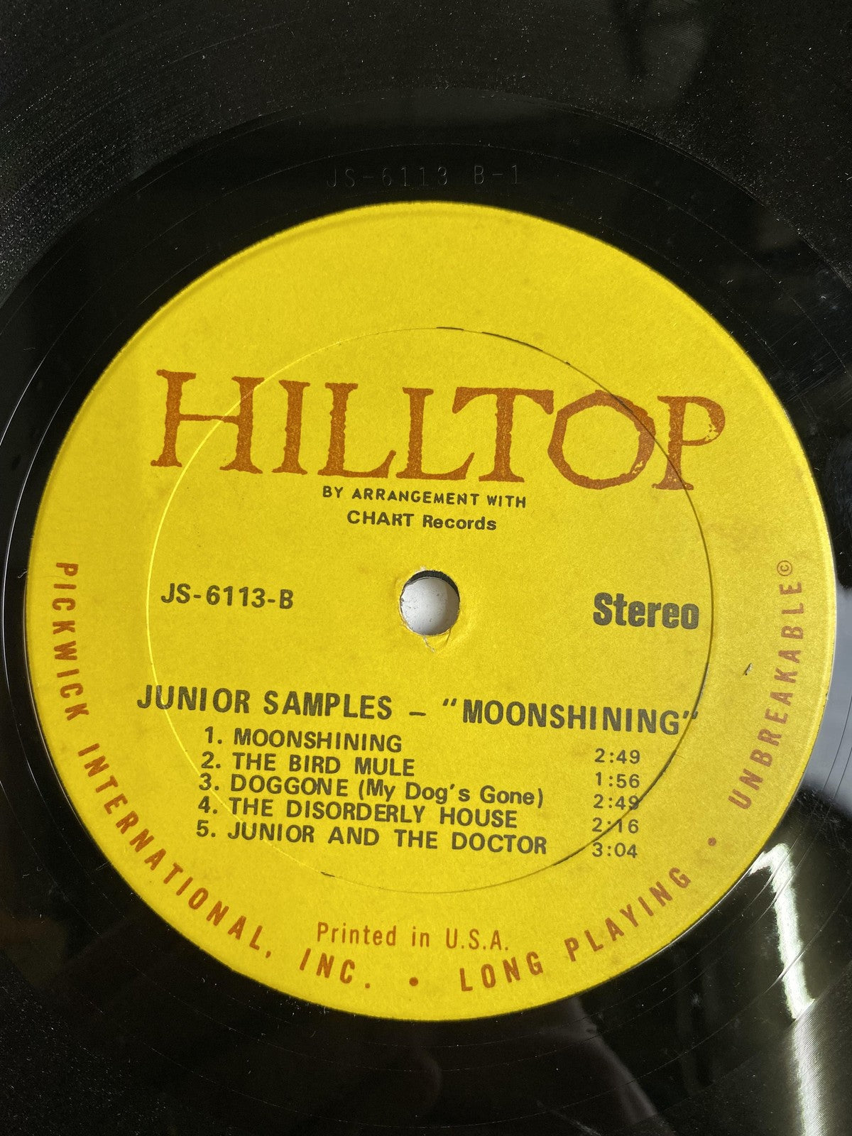 Vintage Junior Samples Moonshining 12" Vinyl LP 1969 Hilltop Country Comedy