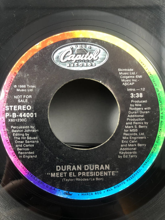 DURAN DURAN-MEET EL PRESIDENTE-7' 45 WHITE VINYL PROMO VG