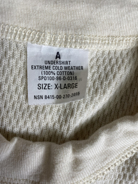 Vintage Military Thermal Undershirt Mens XL White Waffle Knit Long Johns 90s