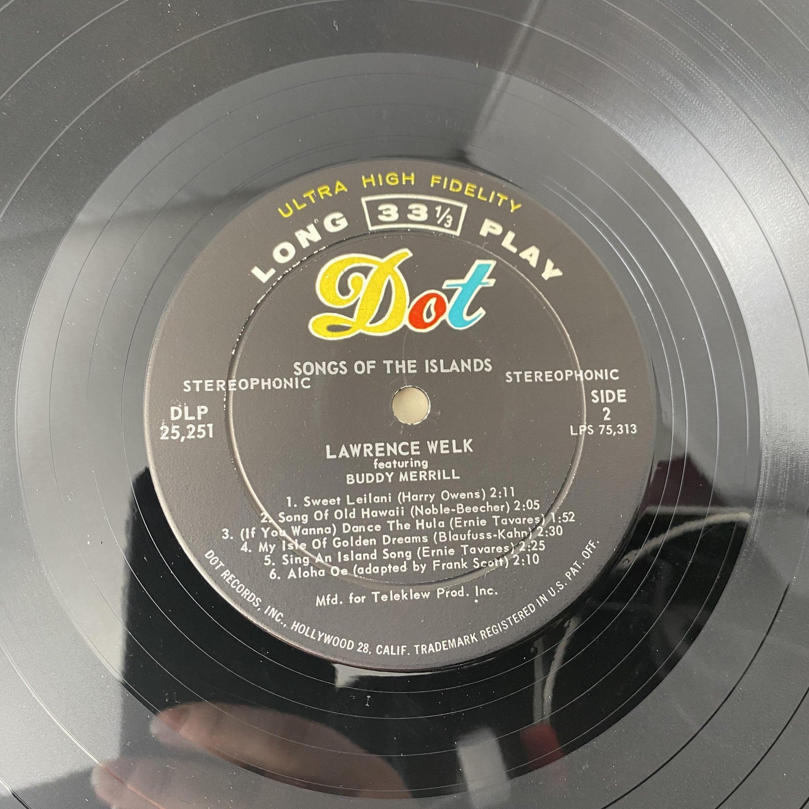 Vintage Lawrence Welk Songs Of The Islands 12" Black Vinyl LP Dot Hawaiian Easy