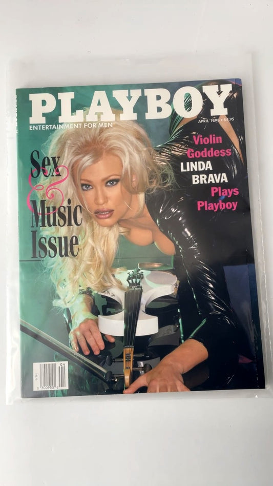Playboy April 1998 Linda Brava Violin Goddess Sex Music Issue