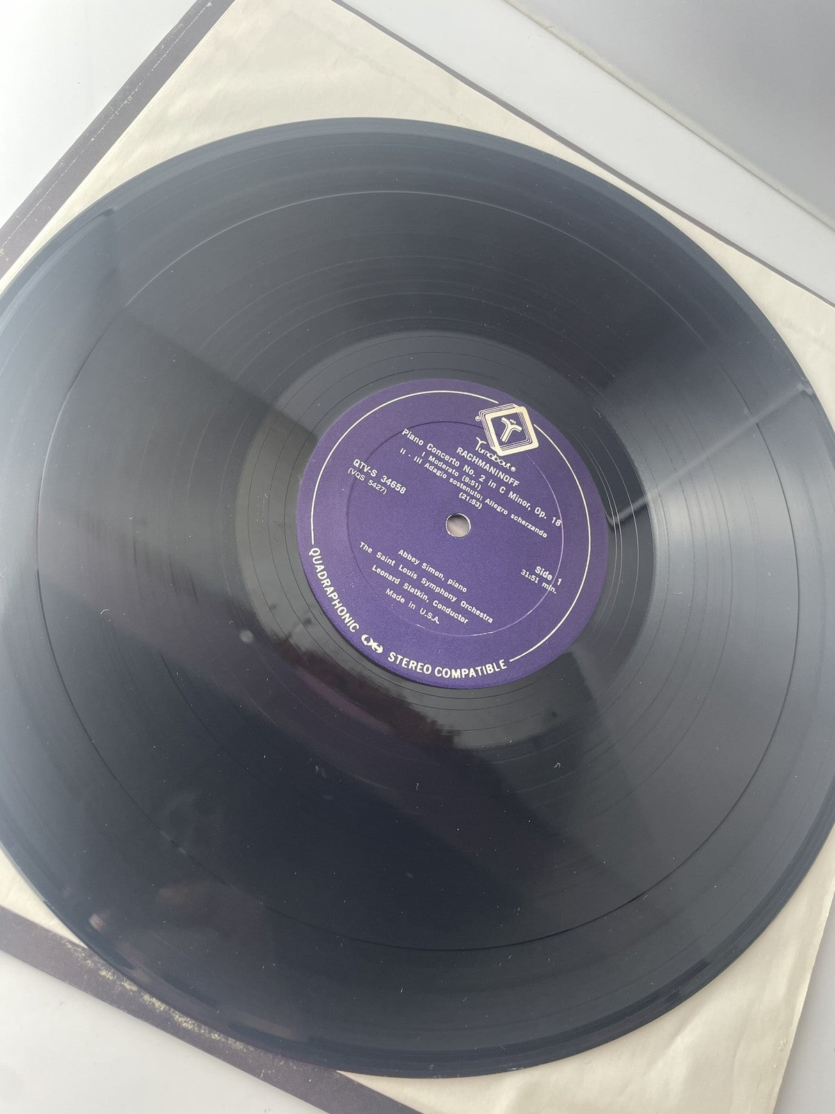 Vintage Rachmaninoff Vinyl LP Turnabout QTV-S 34658 Abbey Simon Leonard Slatkin