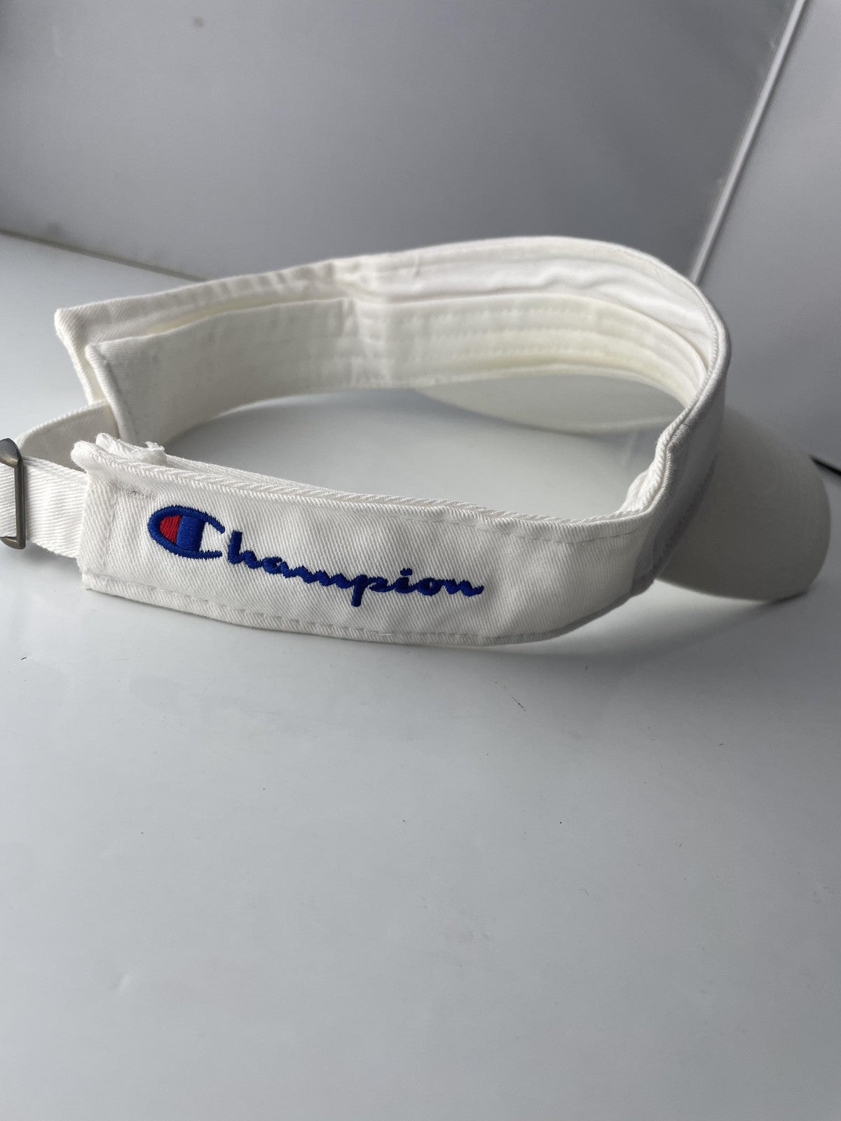 Champion Hat Visor Strap Back White Embroidered C Logo Golf Tennis Sport Mens