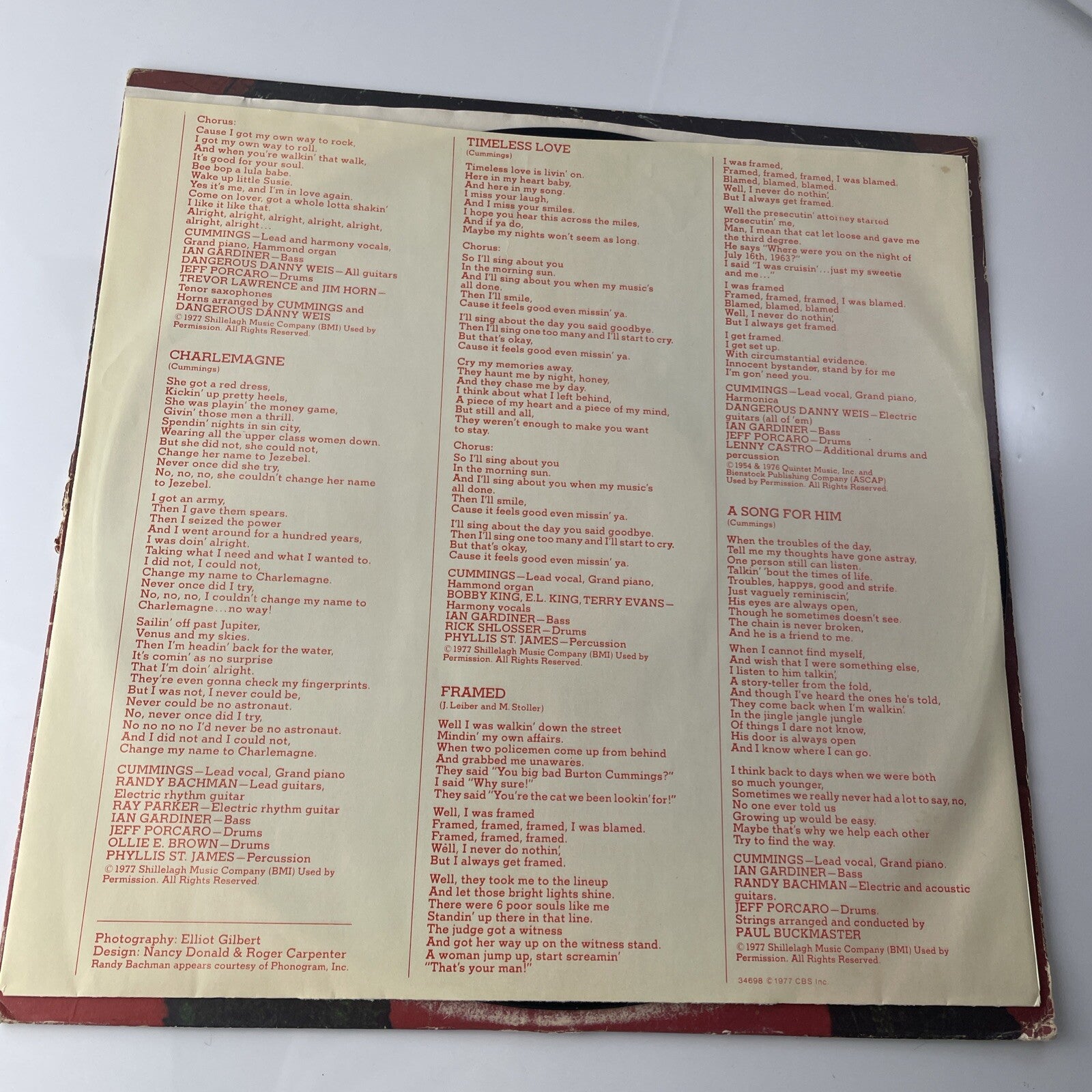 BURTON CUMMINGS my own way to rock Portrait  orig 1977 blues rock VG