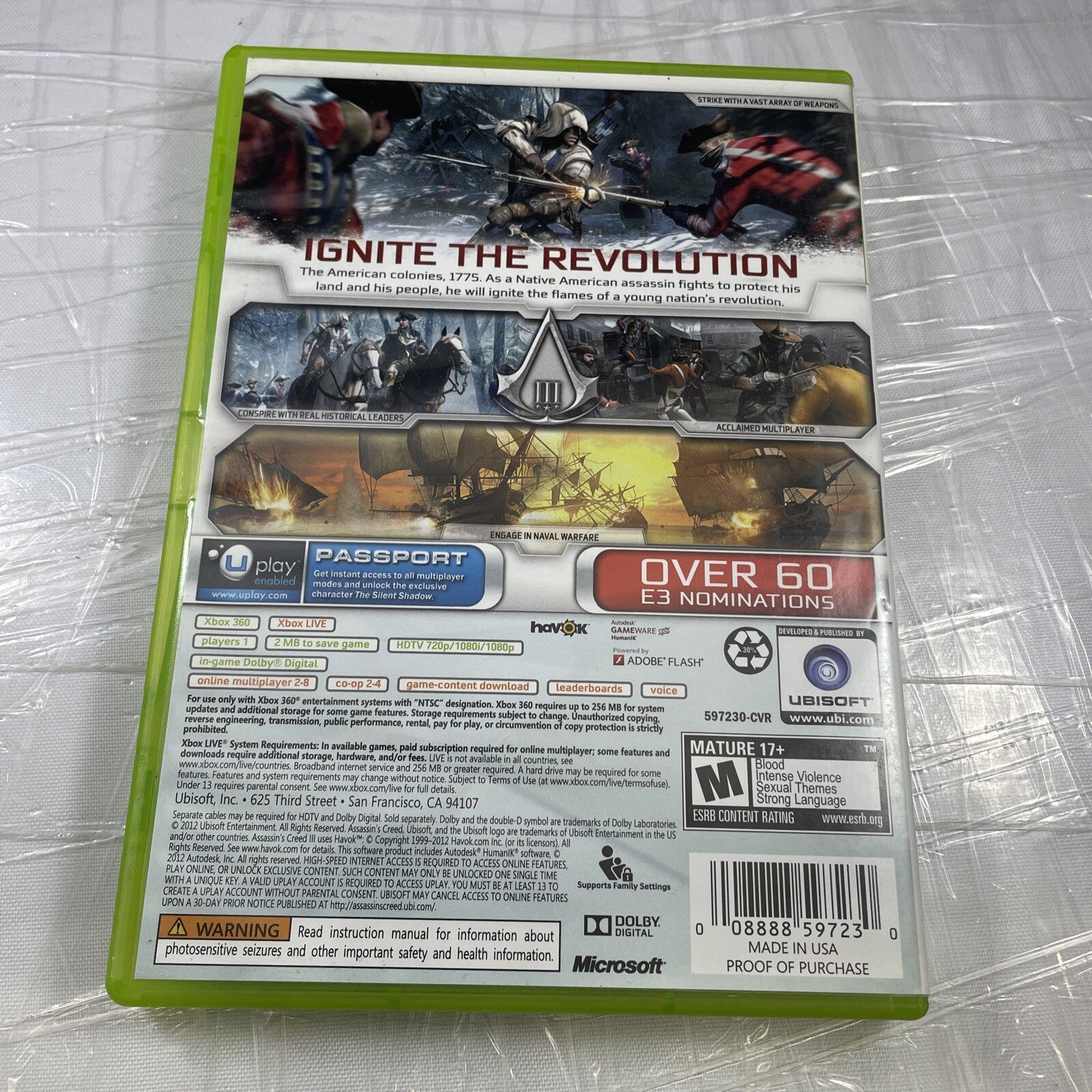 Assassin's Creed III (Microsoft Xbox 360, 2012) GameStop Edition VERY GOOD