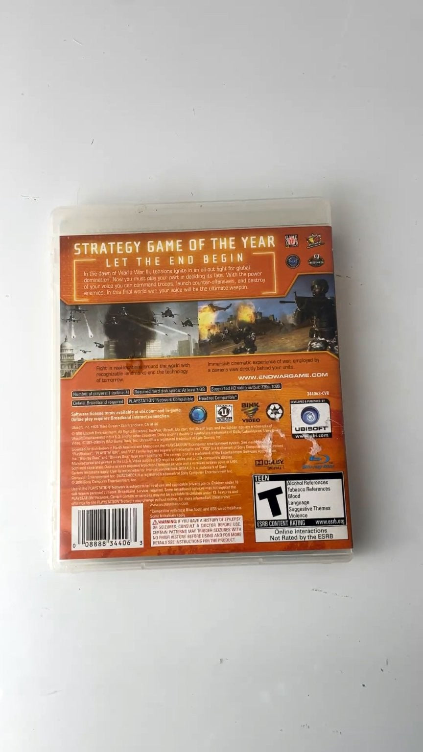 Tom Clancy's EndWar PlayStation 3 Video Game Multiplayer Strategy CIB