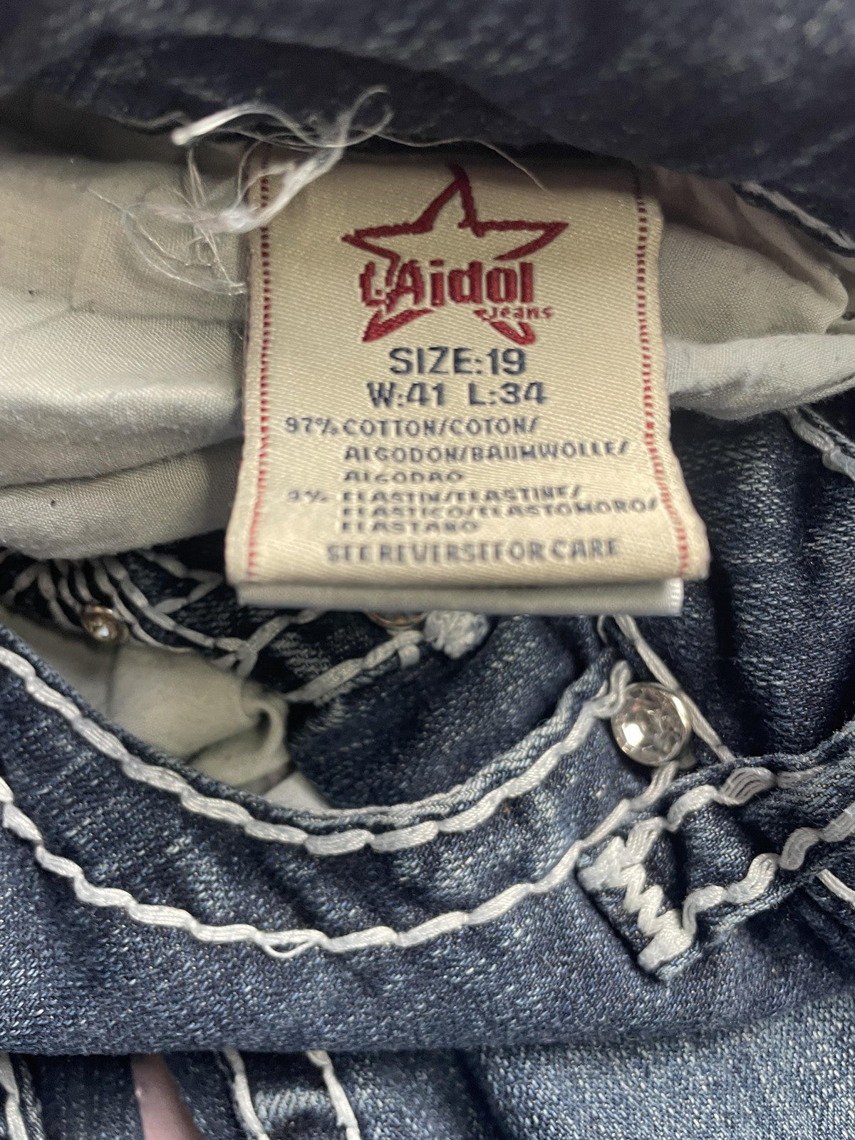 LA Idol Jeans Juniors 19 Blue High Rise Bootcut Embroidered Rhinestone Denim