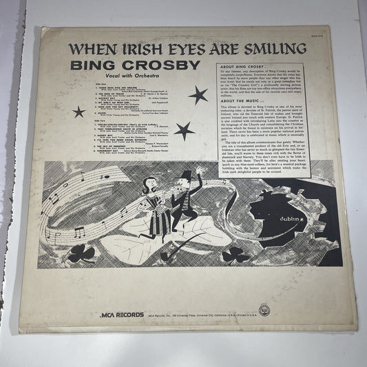 BING CROSBY When Irish Eyes Are Smiling Vinyl LP 1980 VG