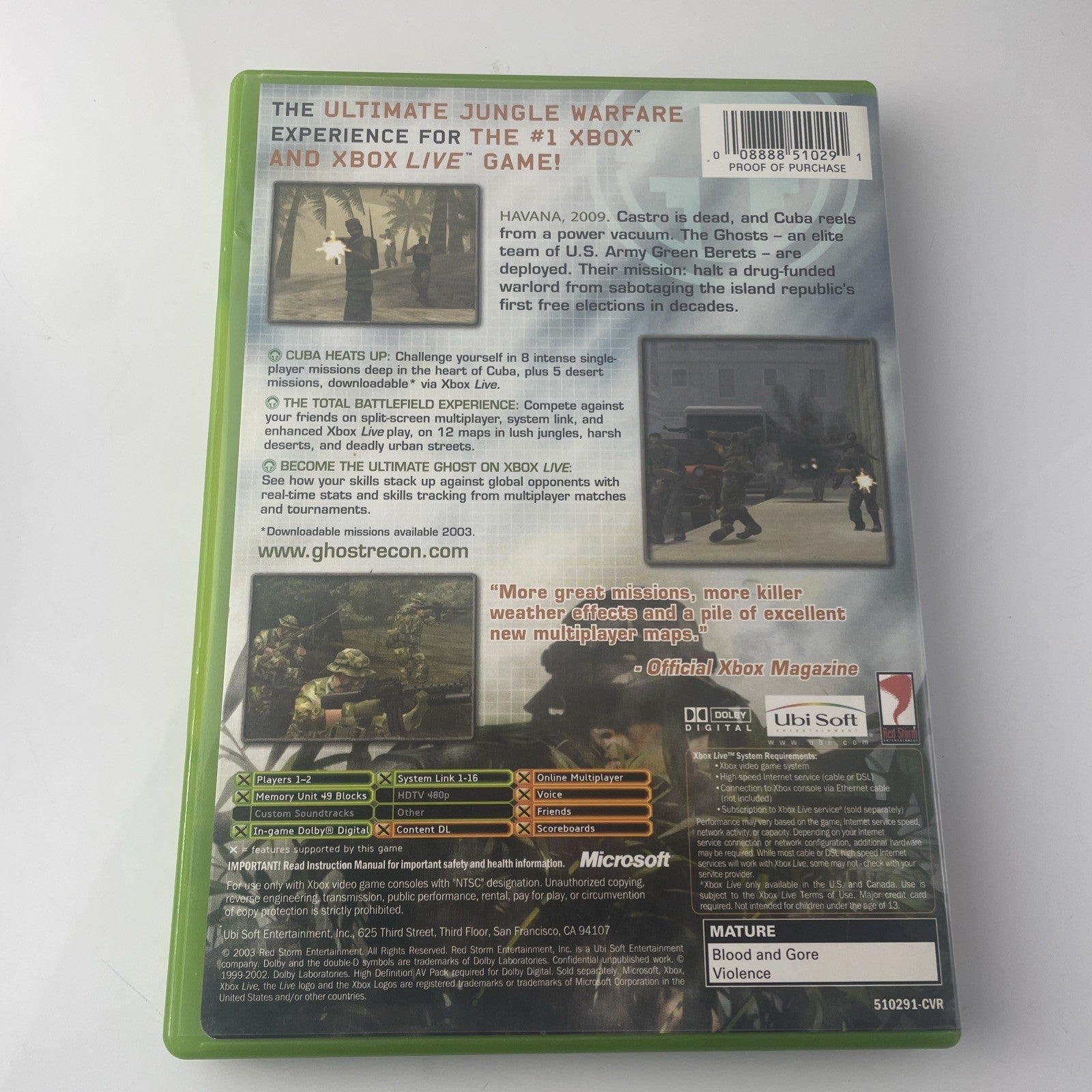 Tom Clancys Ghost Recon Island Thunder Xbox Original CIB Complete with Manual