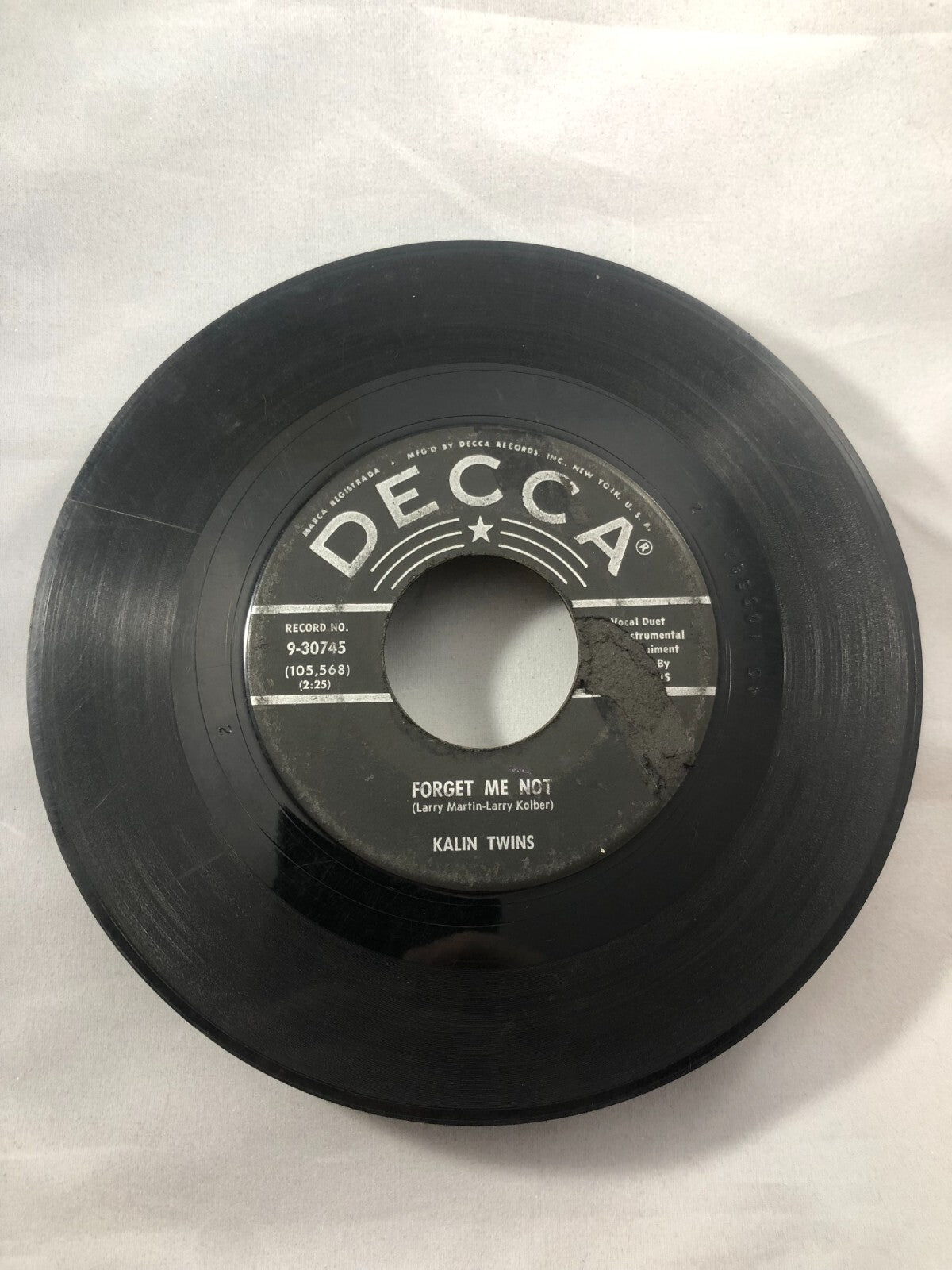 THE KALIN TWINS "Dream of me" "FORGET ME NOT" ROCK NM 45 DECCA 9-30745 G