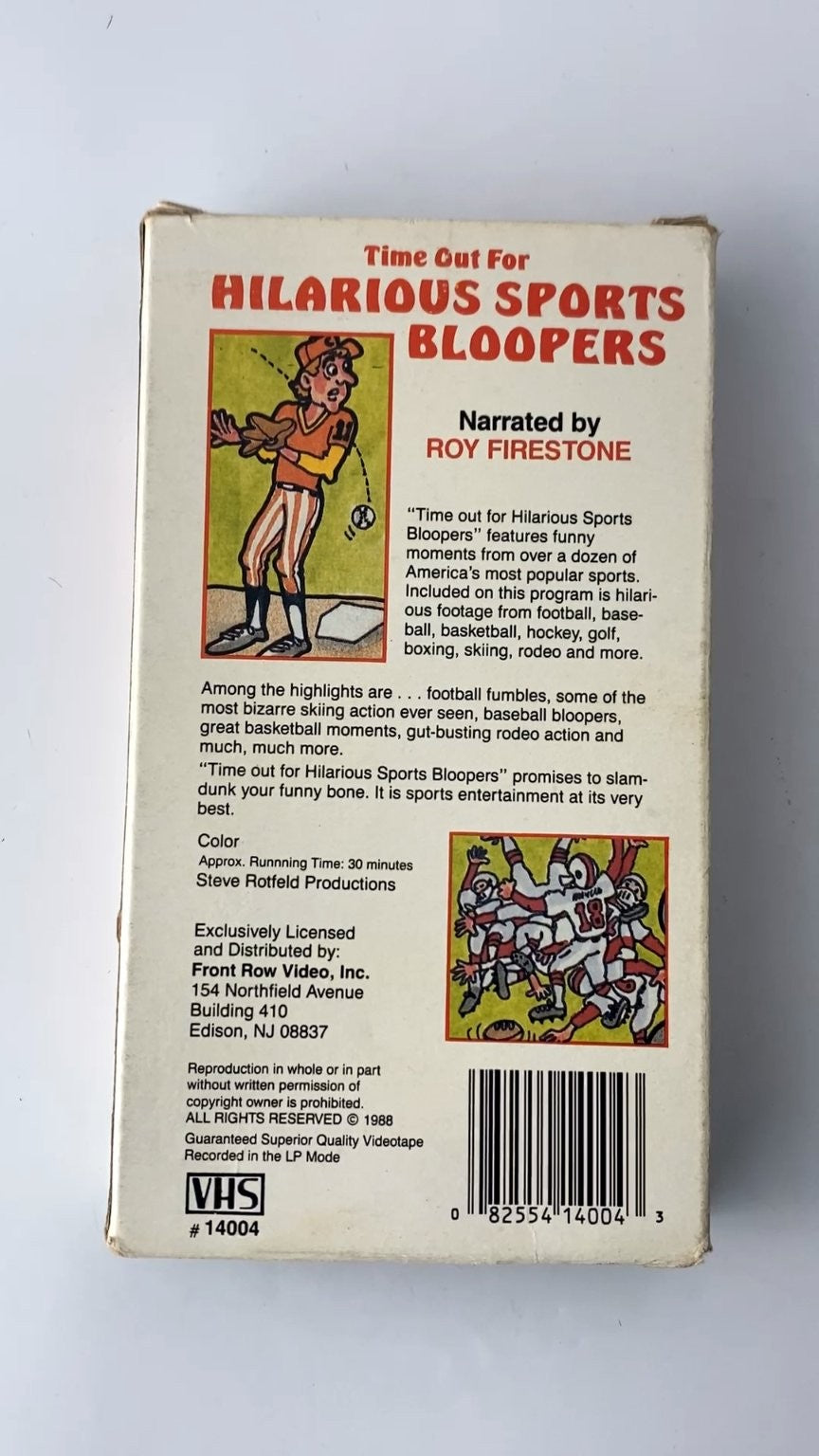 Time Out For Hilarious Sports Bloopers VHS 1988 Sports Comedy Front Row