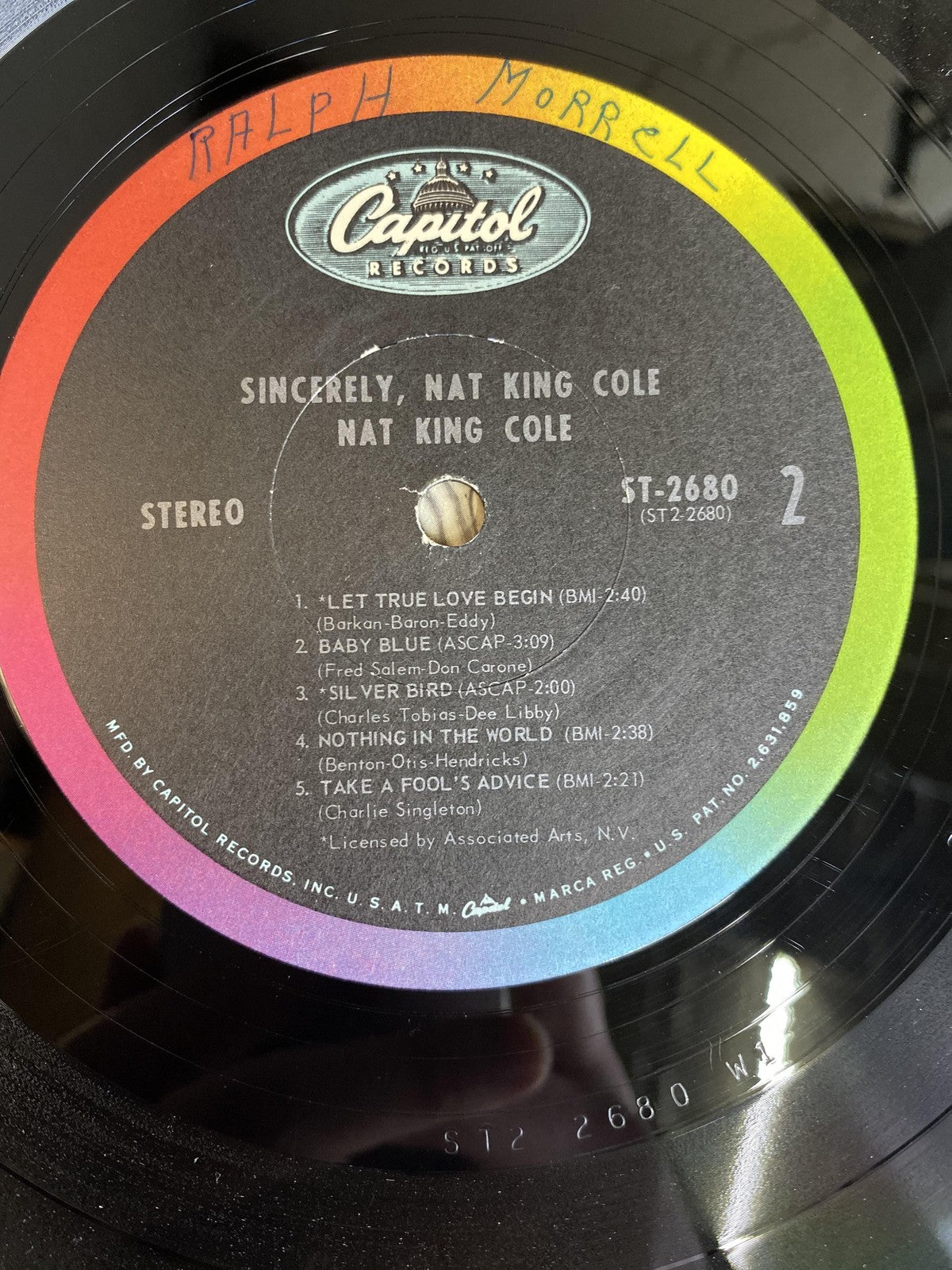 Vintage Nat King Cole Sincerely Nat King Cole Vinyl LP 1966 Capitol Jazz Vocal