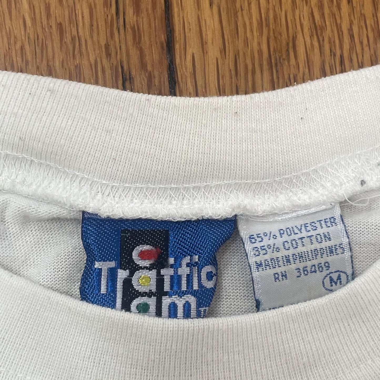 Vintage Traffic Jam Shirt Mens Medium White Abstract Art Sequin 90s Dance Tee