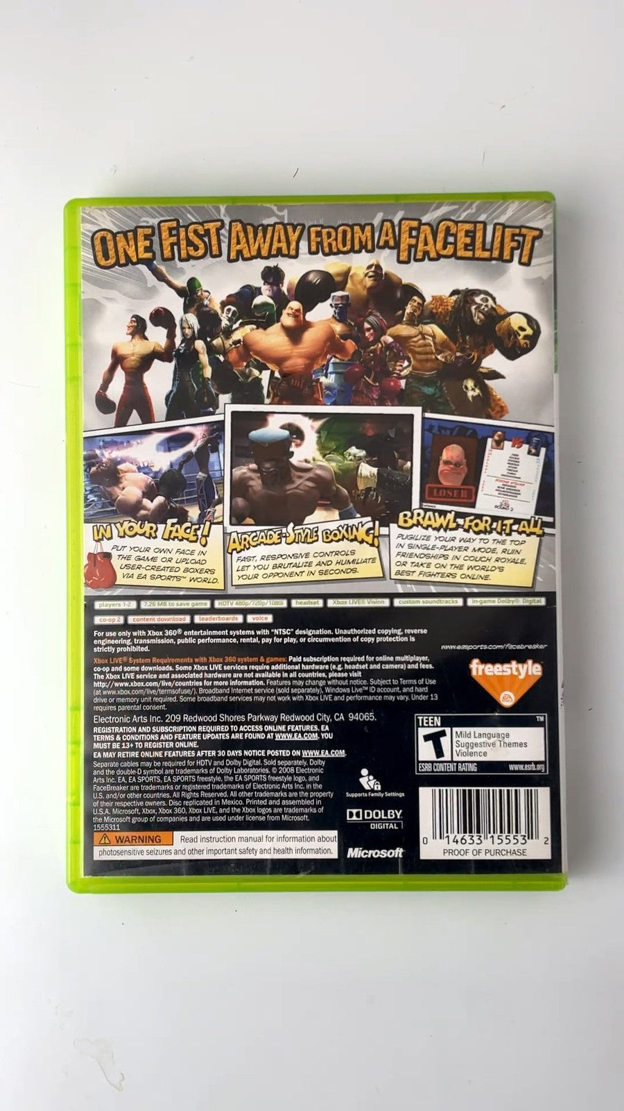 FaceBreaker Freestyle Xbox 360 Video Game Multiplayer Boxing