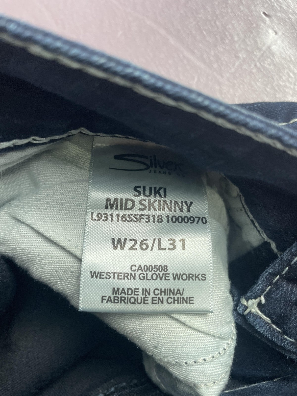 Silver Jeans Co Jeans Womens W26/L31 Blue Suki Mid Skinny Embroidered Dark Wash