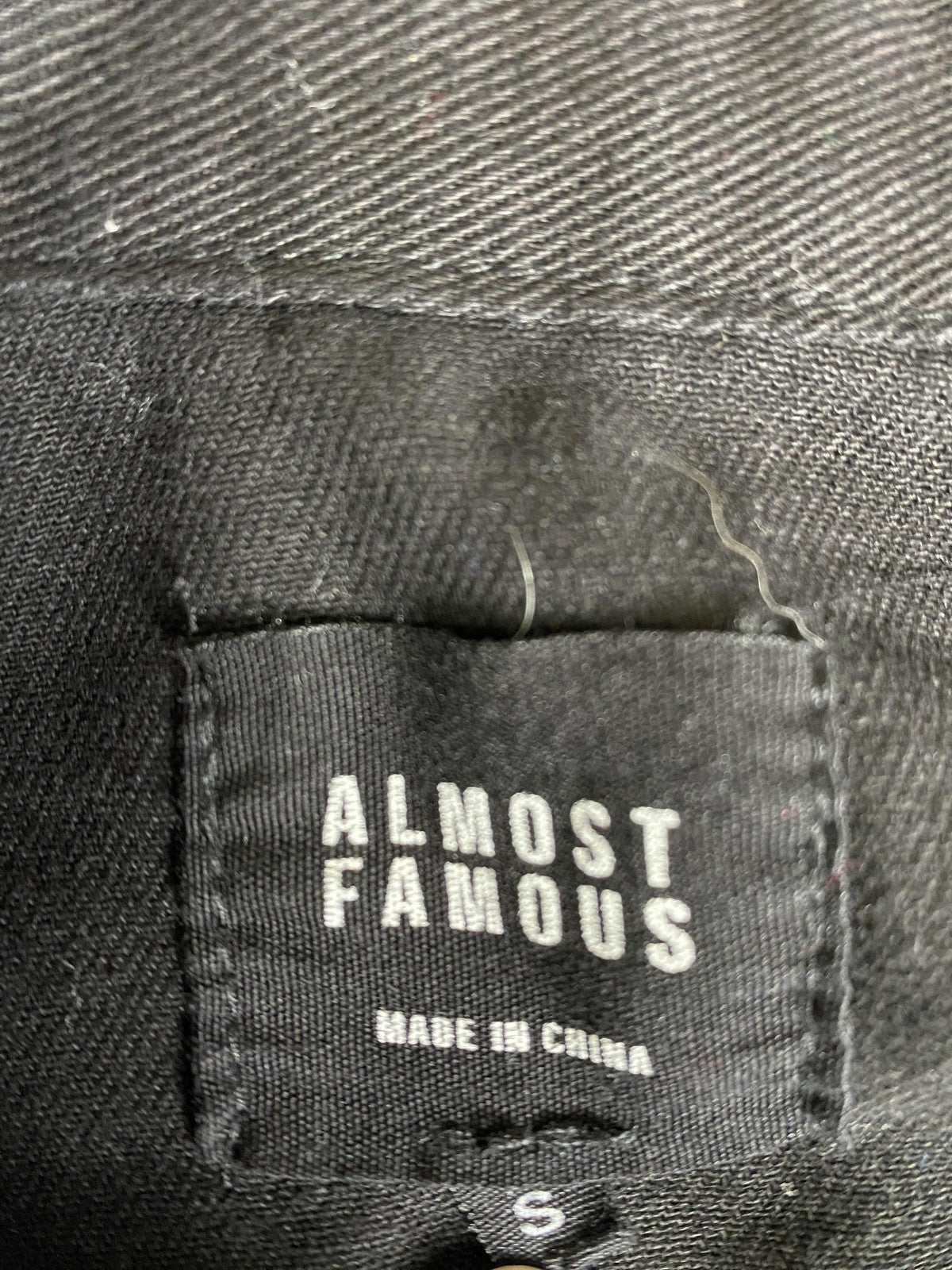 Almost Famous Denim Jacket Juniors Small Black Distressed Cropped Punk Grunge