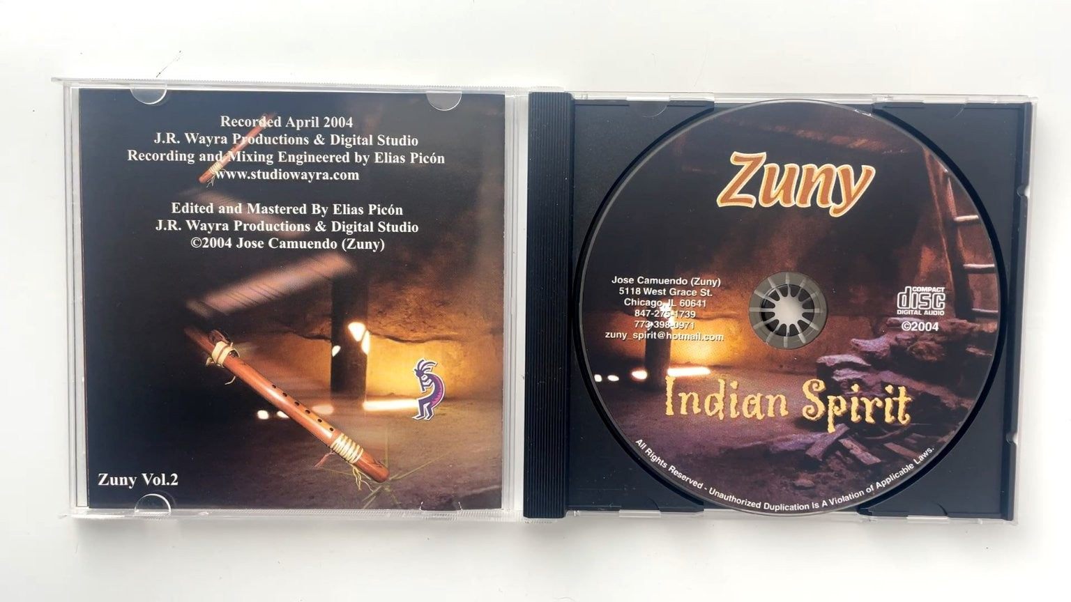 Zuny - Indian Spirit CD 2004 Native American Flute J.R. Wayra Productions