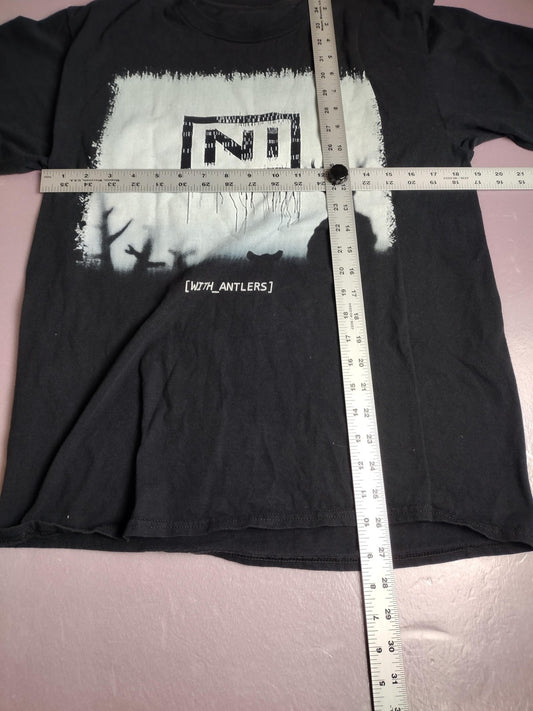 Nine Inch Nails Shirt Mens Large Black With Antlers Graphic Band Rock Music