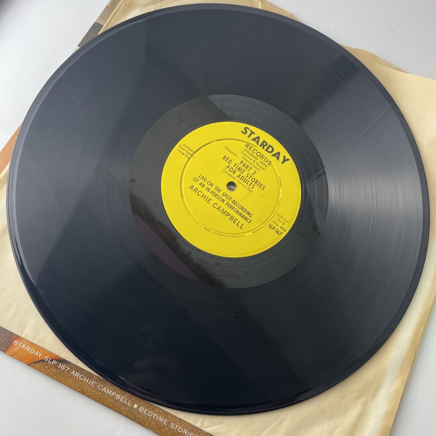 Archie Campbell LP ~ Bedtime Stories For Adults~ Starday SLP 167 Vinyl