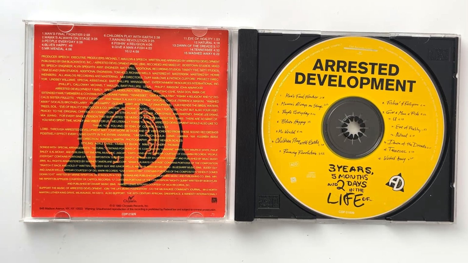 Arrested Development - 3 Years, 5 Months & 2 Days CD 1992 Hip Hop Chrysalis