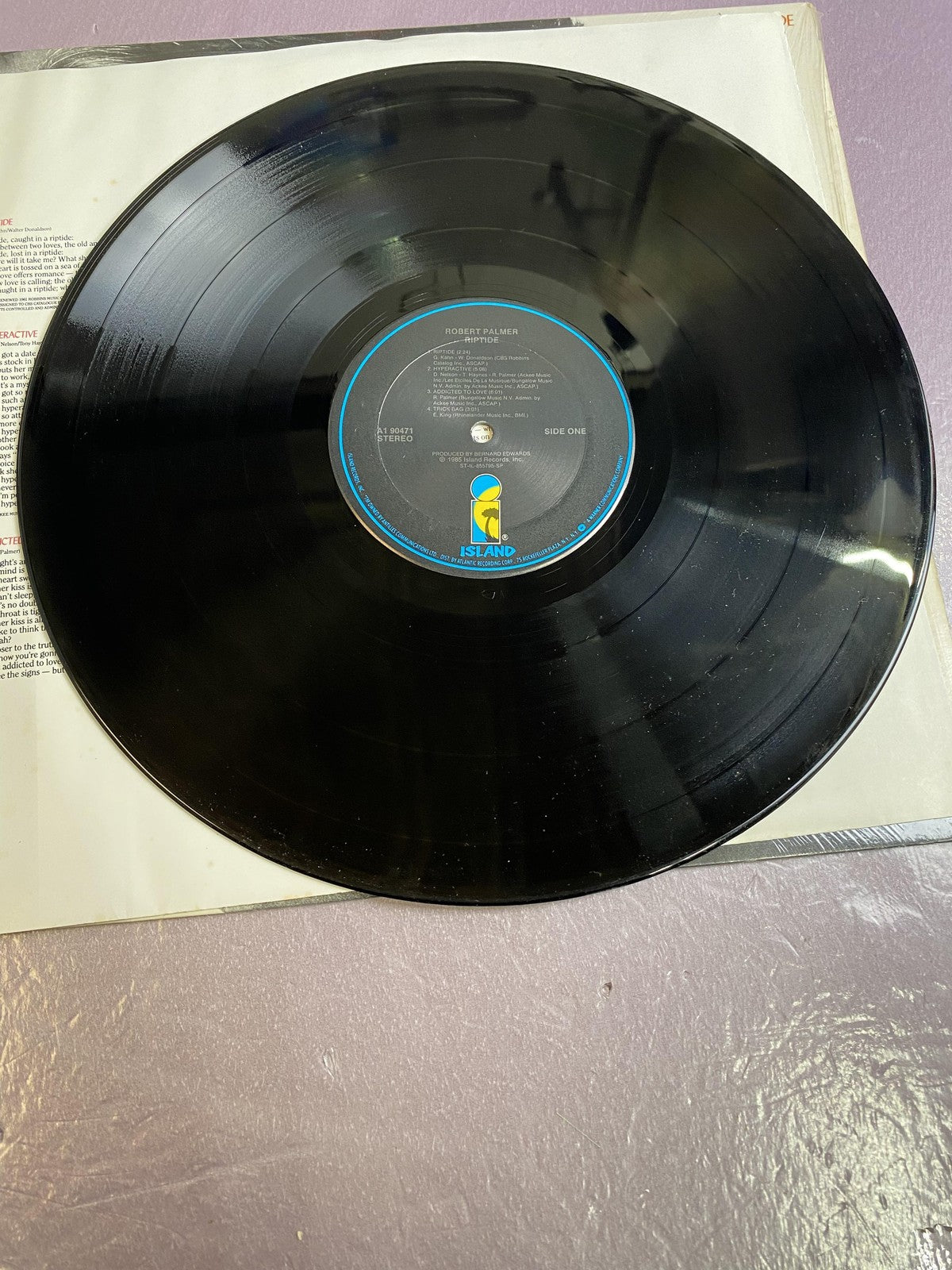 Vintage Robert Palmer Riptide 12" Black Vinyl LP 1985 Island A1 90471 Pop Rock