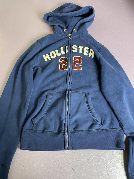 Hollister Hoodie Youth Medium Blue Full Zip Fleece 22 Logo Hooded Sweatshirt