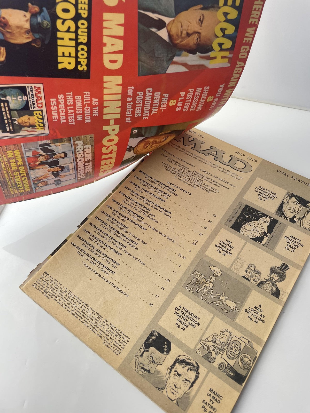 Vintage MAD Magazine July 1972 No. 152 Satire Nixon Bunker Poster Humor Comic