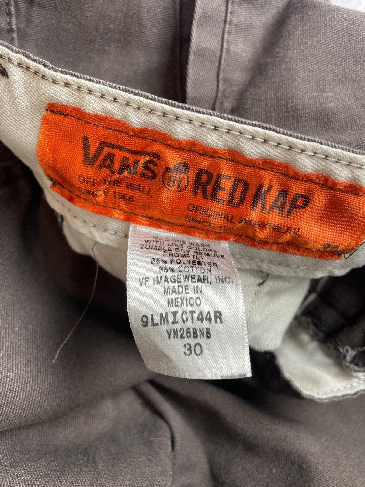 Vans By Red Kap Chino Shorts Mens 30 Gray Workwear Flat Front Casual Pockets