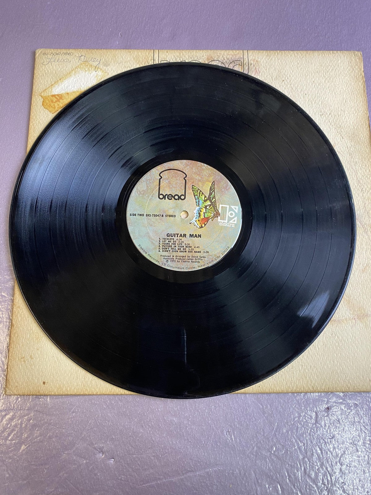 Vintage Bread Guitar Man 12" Black Vinyl LP 1972 Elektra Soft Rock Pop Album