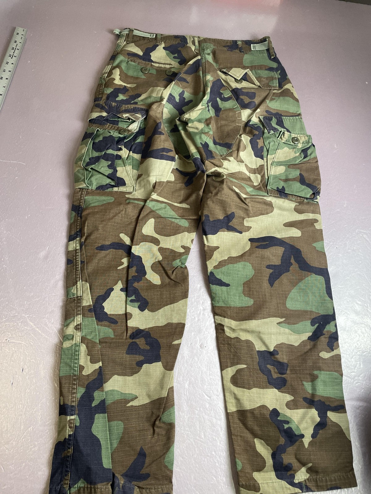 Camo BDU Pants Mens 31x30 Green Woodland Cargo Military Ripstop Army Workwear