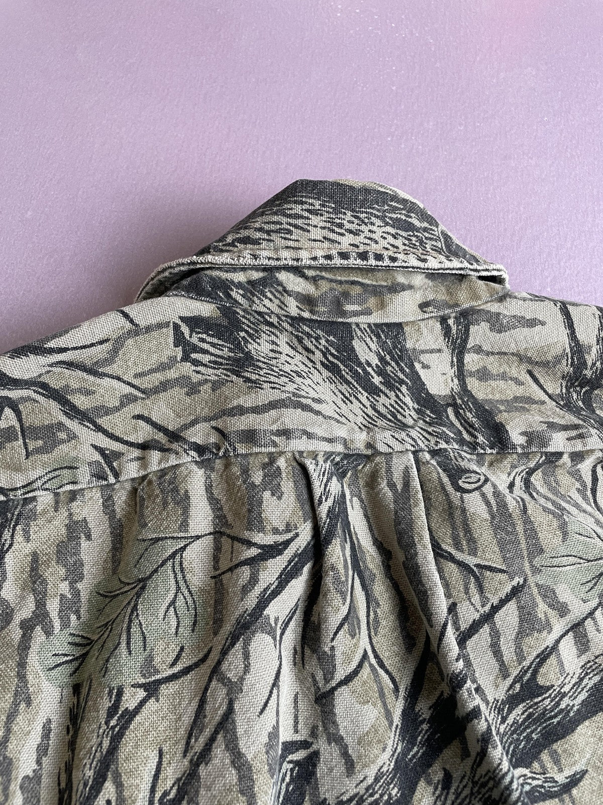 Vintage Mossy Oak Shirt Mens Medium Camou TREESTAND BARK Made USA 90s