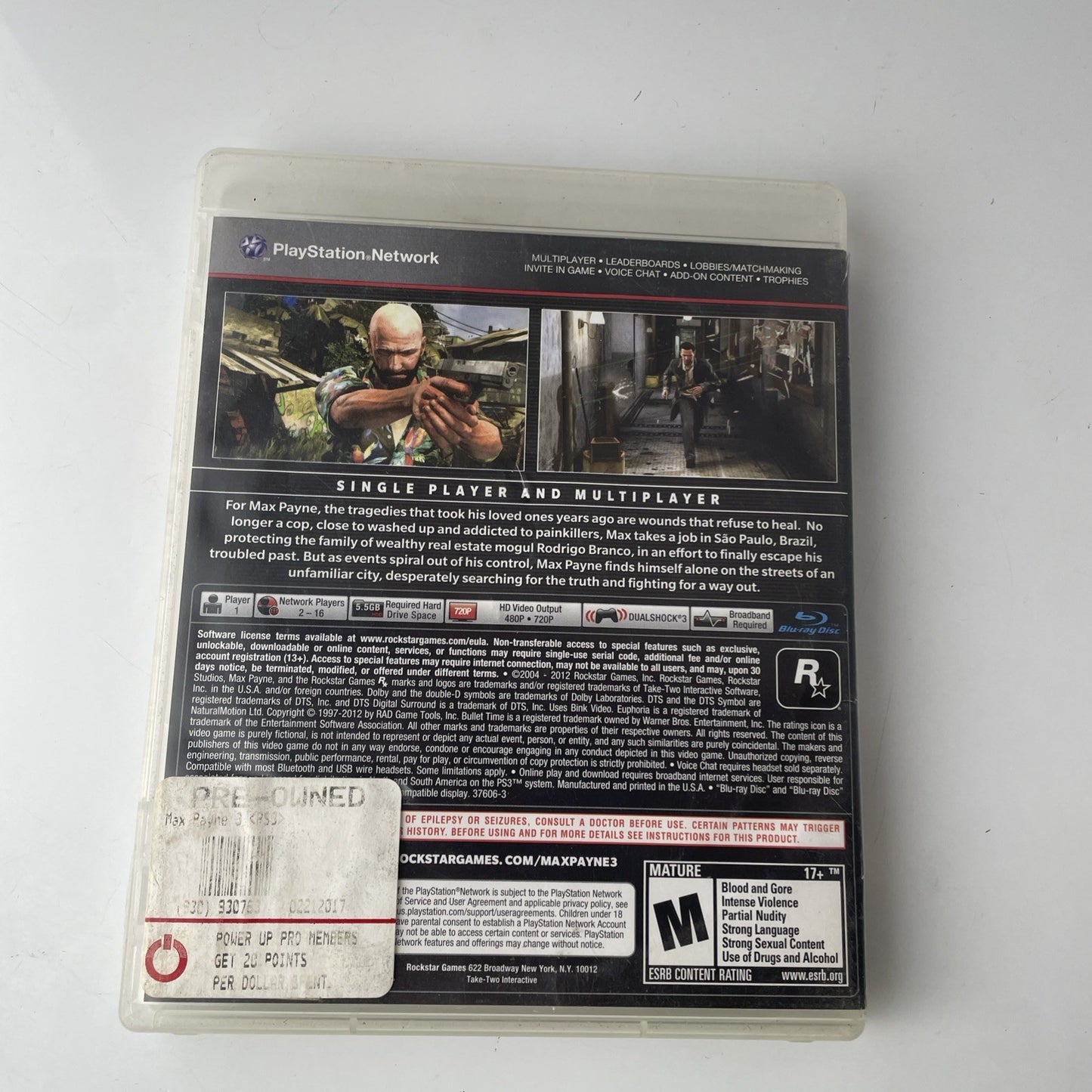 Max Payne 3 (Sony PlayStation 3, 2012) Very Good Disc