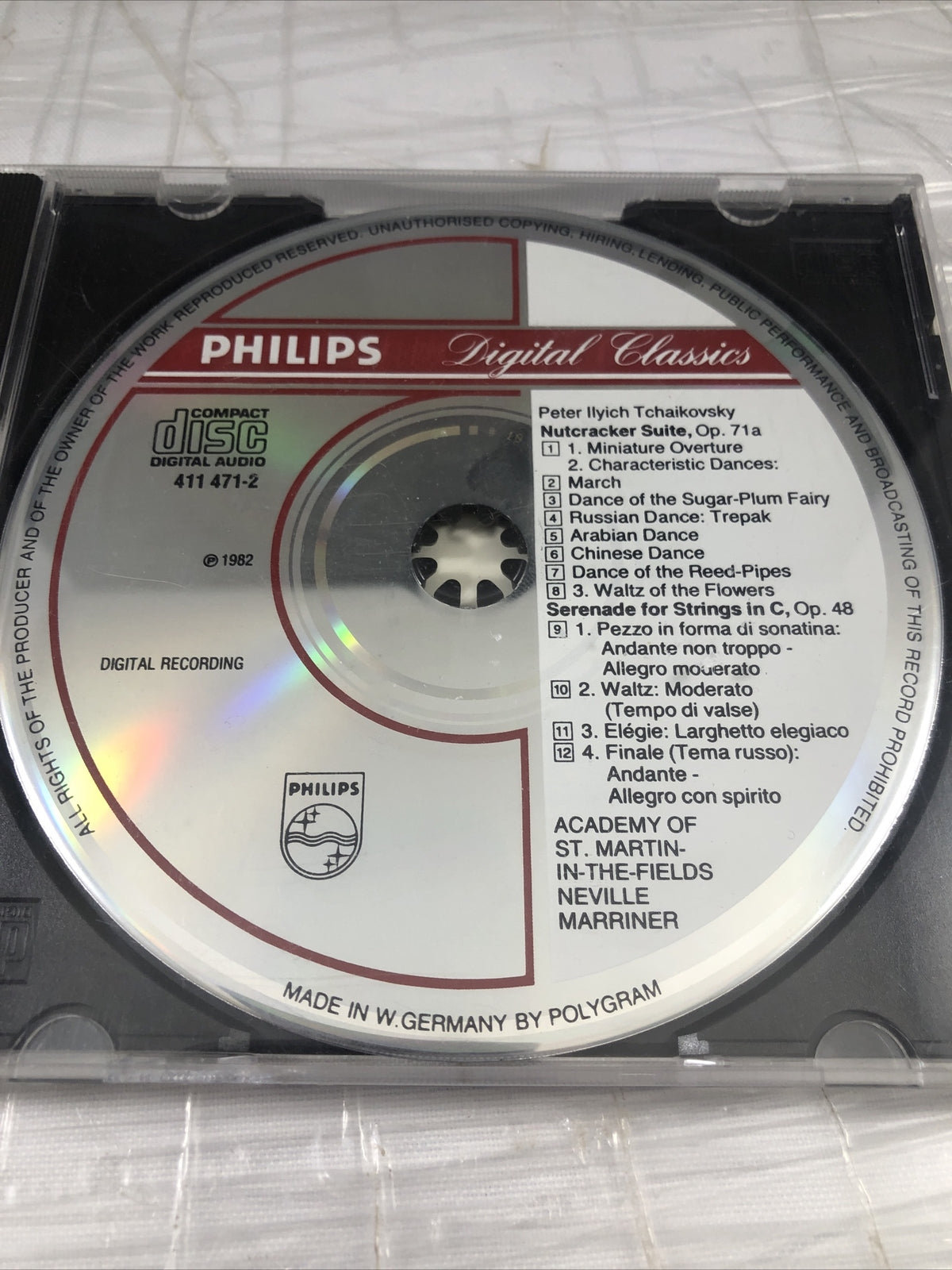 TCHAIKOVSKY Piano Nutcracker Suite Serenade Strings PHILIPS CD SOLID SILVER 1989