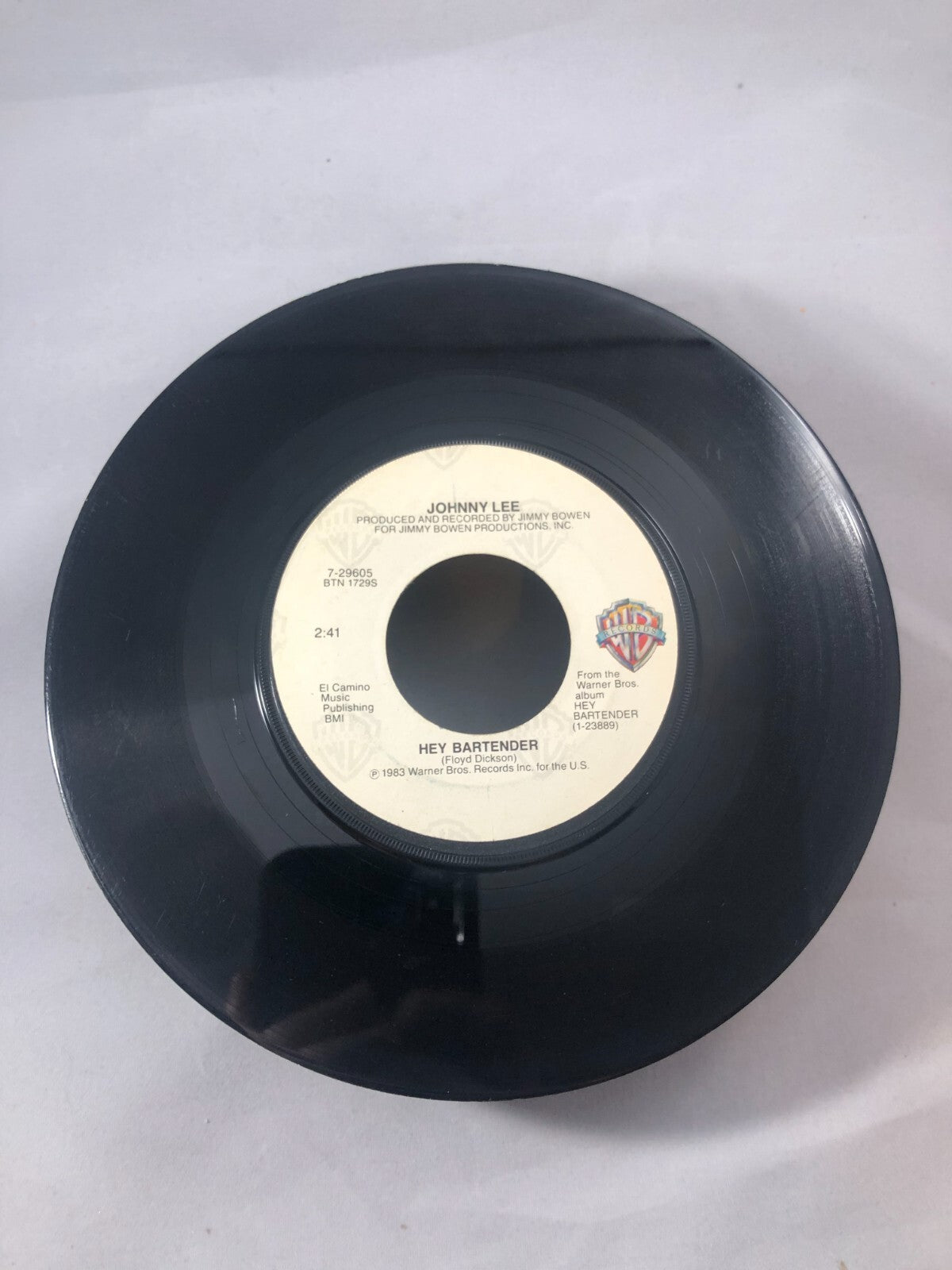 JOHNNY LEE - HEY BARTENDER / BLUE MONDAY - 45 RECORD 7"   130 VG