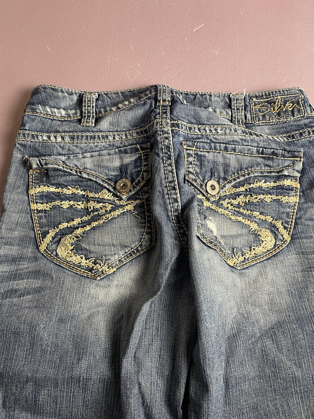 Silver Jeans Co Jeans Womens W30/L30 Blue Suki Surplus Flare Distressed Denim