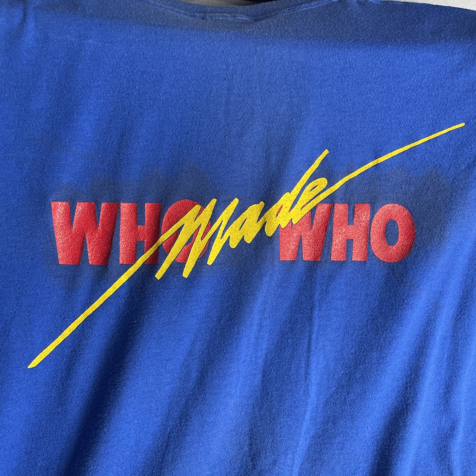 AC/DC Who Made Who 1986 Tour Shirt Authentic XL Original 80s Retro Blue Band Tee