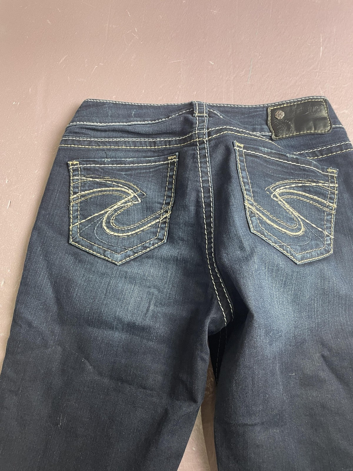 Silver Jeans Co Jeans Womens W26/L31 Blue Suki Mid Skinny Embroidered Dark Wash