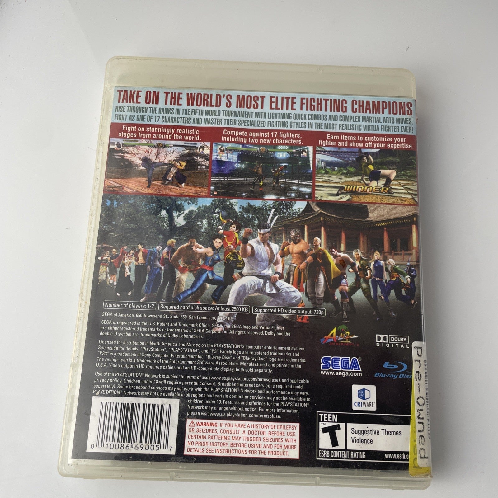 Virtua Fighter 5 (Sony PlayStation 3, 2007 PS3)-Complete Fighting Game See Pics