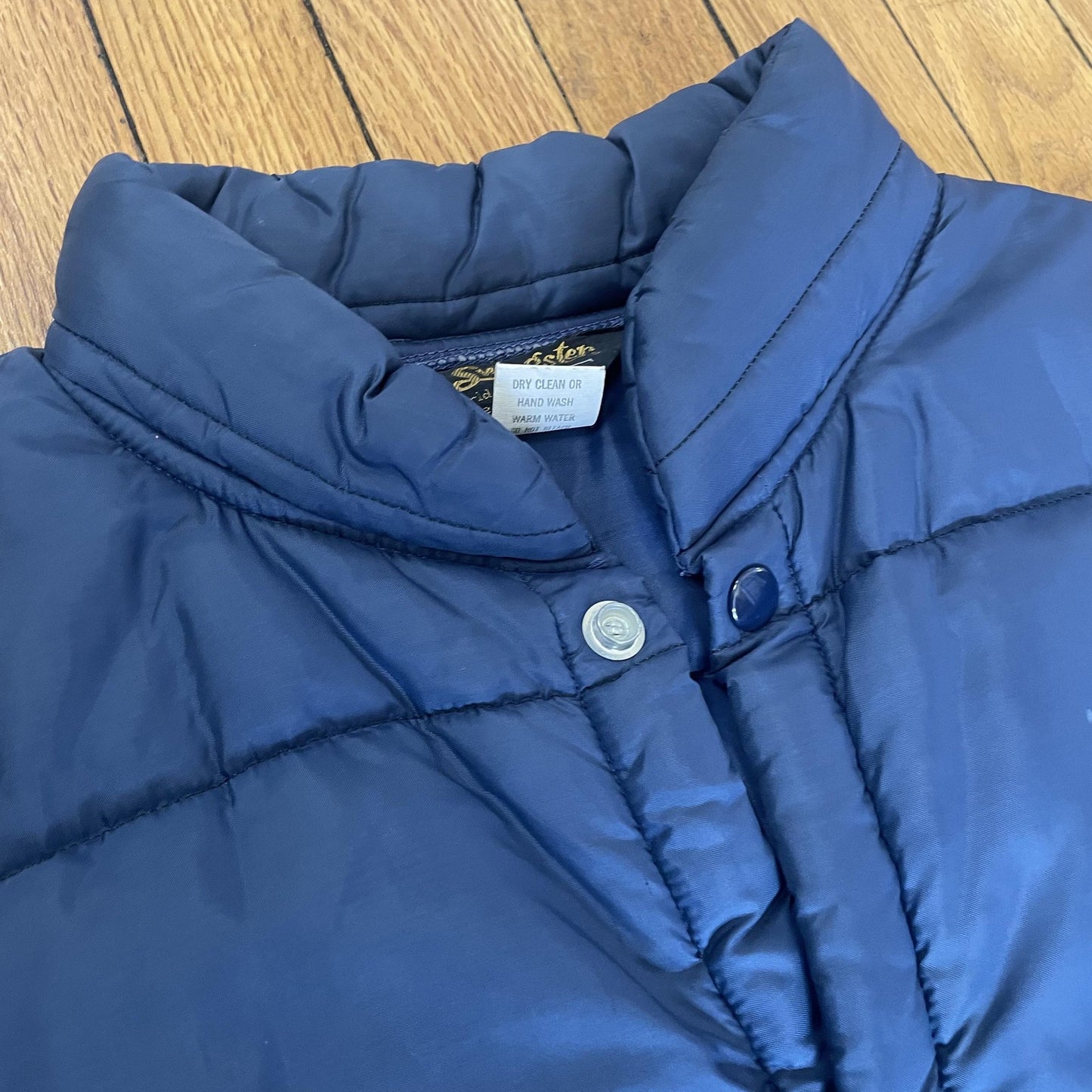 Vintage Swingster Vest Mens Large Blue Quilted Puffer Sleeveless Outdoor 80s USA