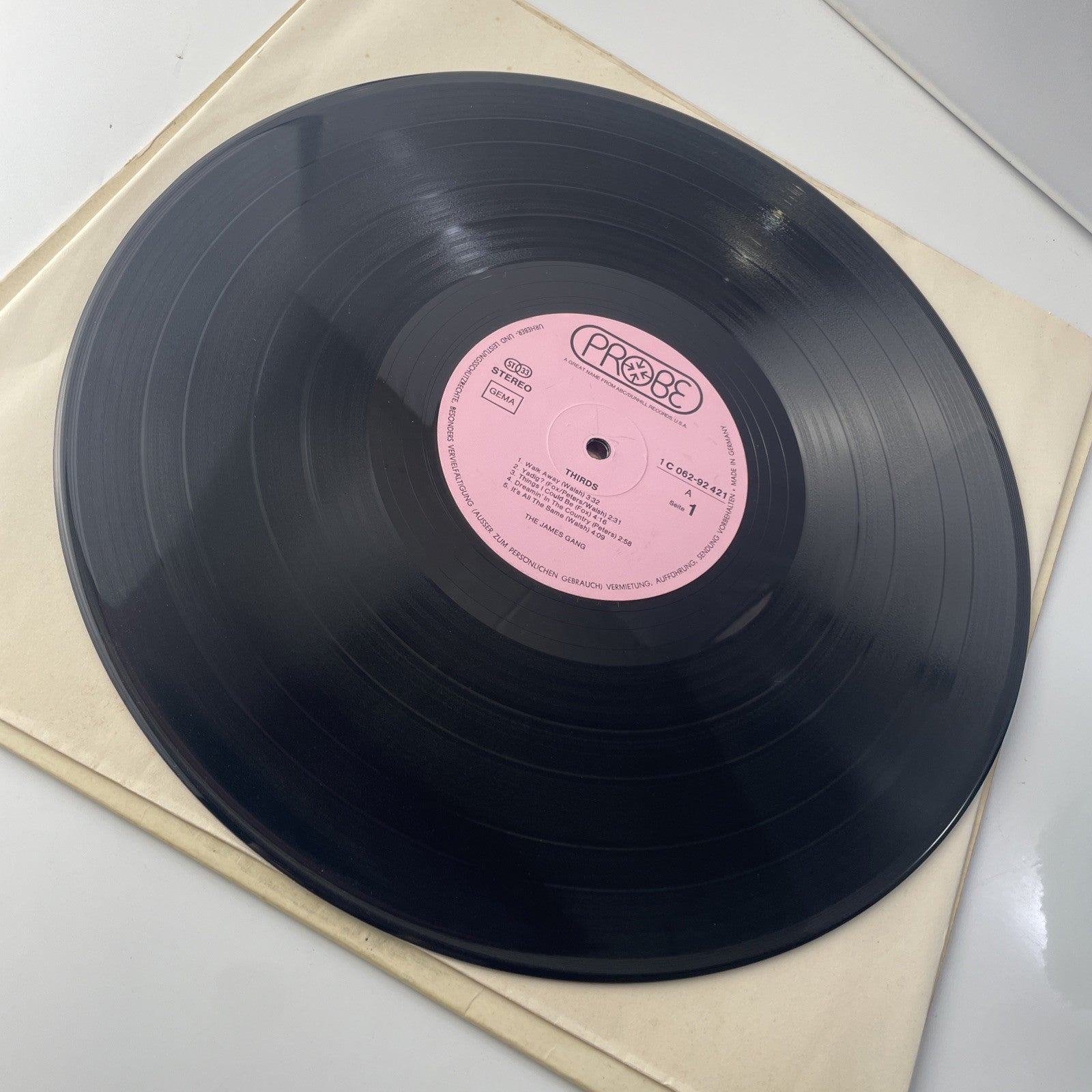 German Pressing JAMES GANG - THIRDS VINYL LP 1971 VG - COMBINED SHIP Probe Label