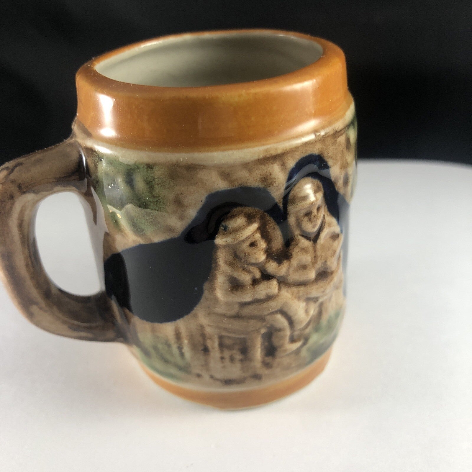 Vintage Collectible Ceramic Mini Stein Bavaria Orange Lustreware Konigsschloss