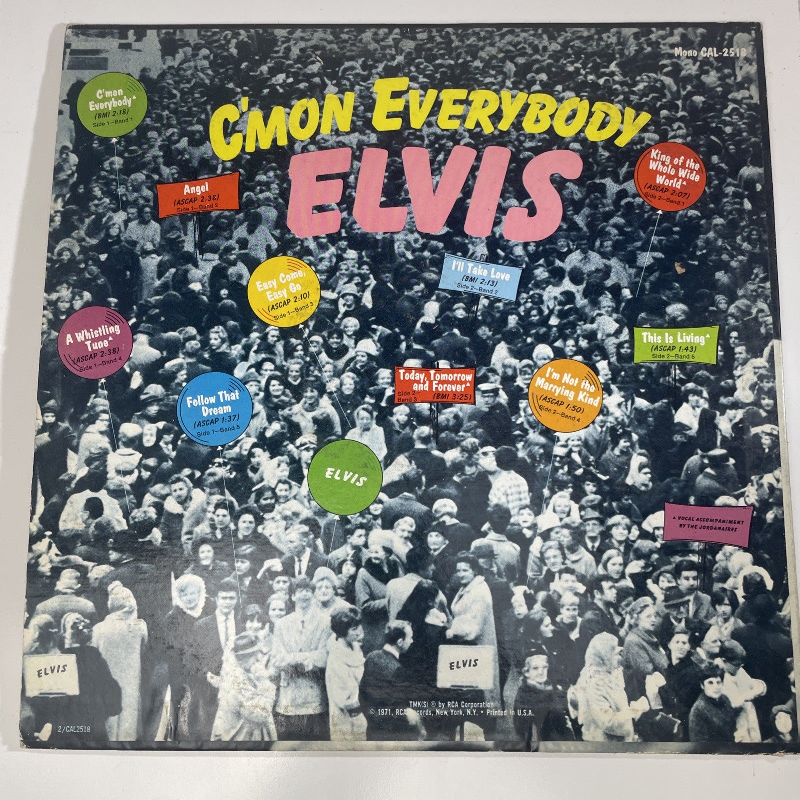Elvis Presley C'mon Everybody Vinyl LP RCA Camden CAL-2518 1971 MONO Read! Warp