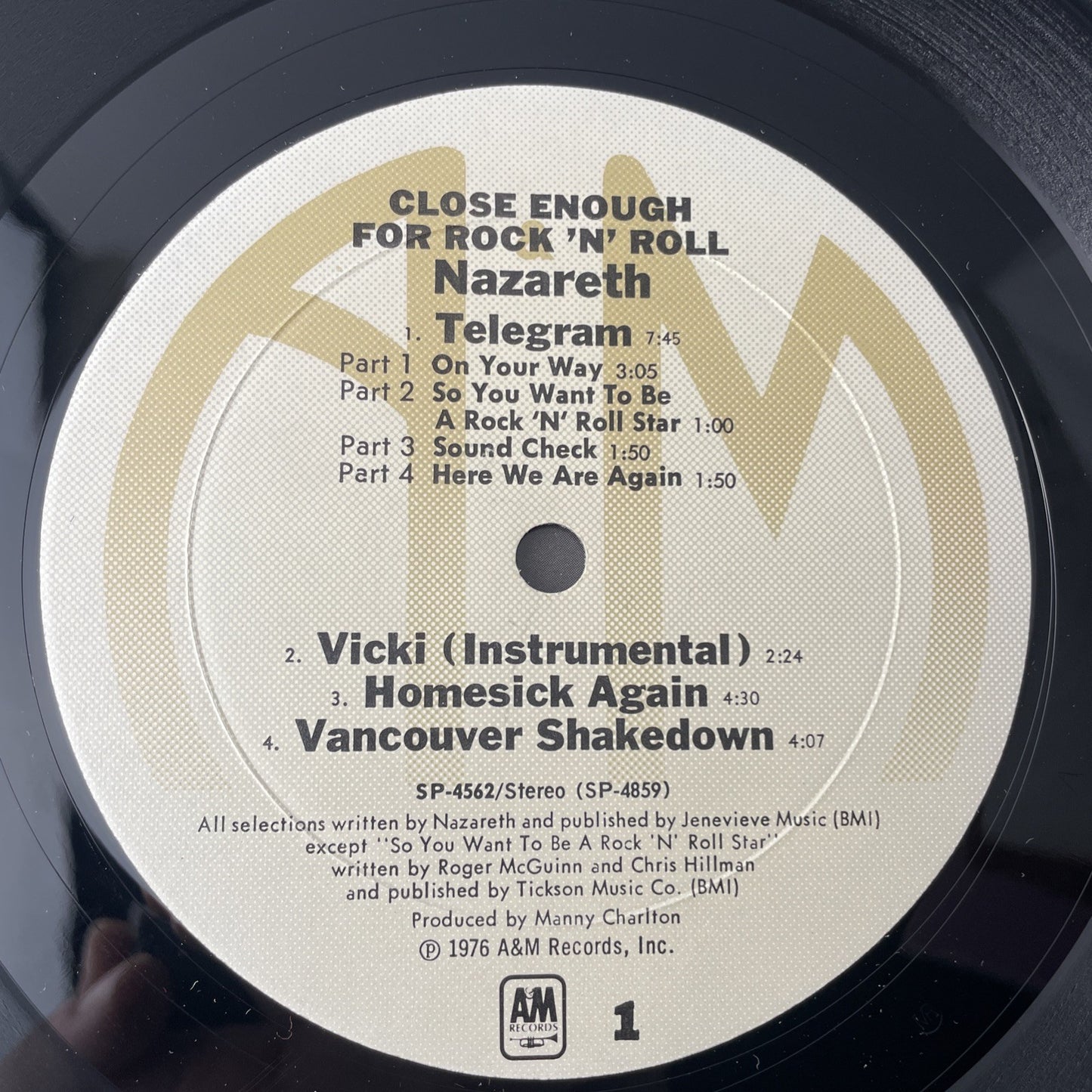 Nazareth – Close Enough For Rock 'N' Roll  A&M Records SP-4562 1976 Vinyl VG/VG