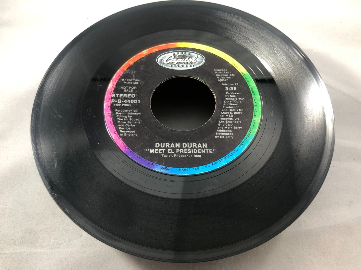 DURAN DURAN-MEET EL PRESIDENTE-7' 45 WHITE VINYL PROMO VG