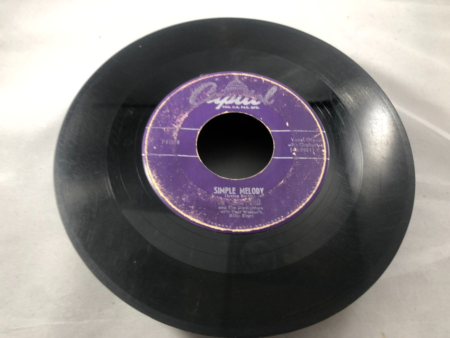 Jo Stafford record "PAGAN LOVE SONG" and "SIMPLE MELODY" Capitol F1039 45RPM