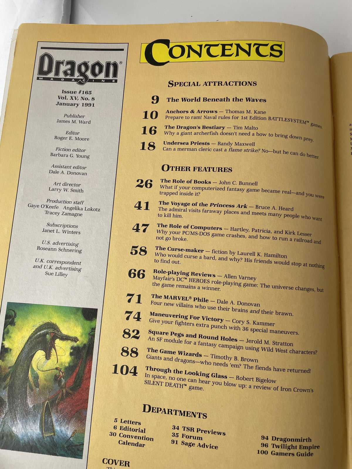 Vintage Dragon Magazine Issue 165 Jan 1991 TSR Dungeons & Dragons RPG AD&D