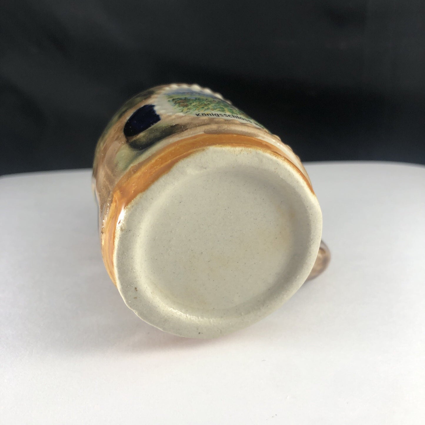 Vintage Collectible Ceramic Mini Stein Bavaria Orange Lustreware Konigsschloss