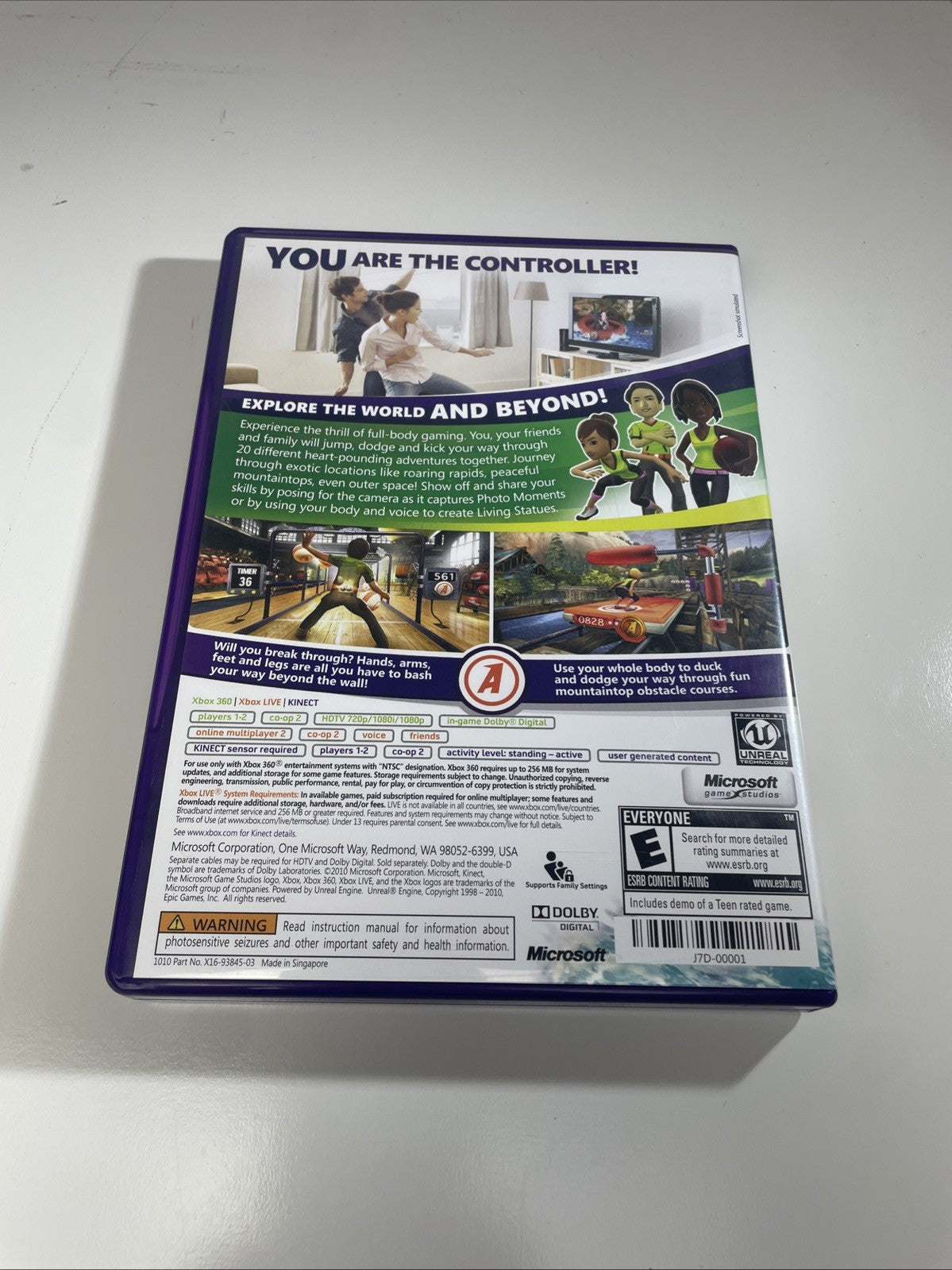 Kinect Adventures Microsoft Xbox 360 COMPLETE W/ MANUAL Sensor Calibration Card