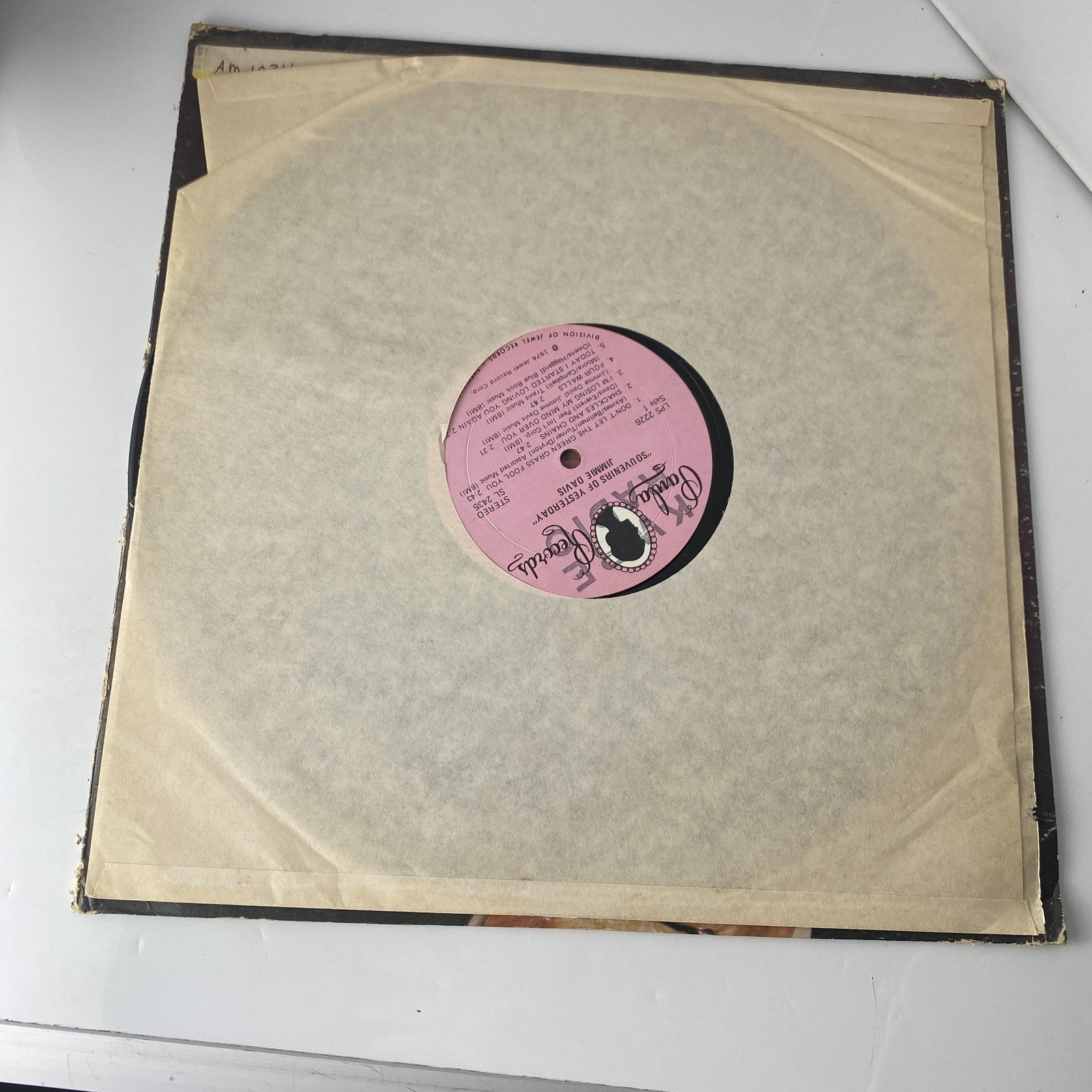 Vintage Jimmie Davis Souvenirs Of Yesterday 12" Vinyl LP 1974 Paula Country